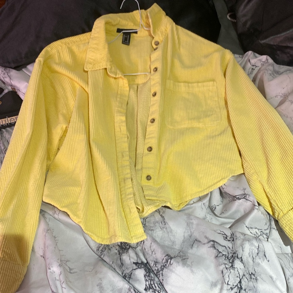yellow corduroy button up
